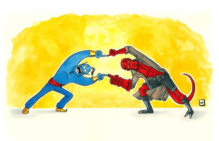 Художница совмещает двух разных персонажей в одну картинку, чтобы получить нового Художница совмещает двух разных персонажей в одну картинку, Линда Бурдебала, Linda Bouderbala