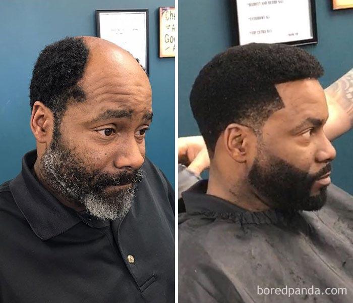 мужчины до и после барбера, стрижка бороды