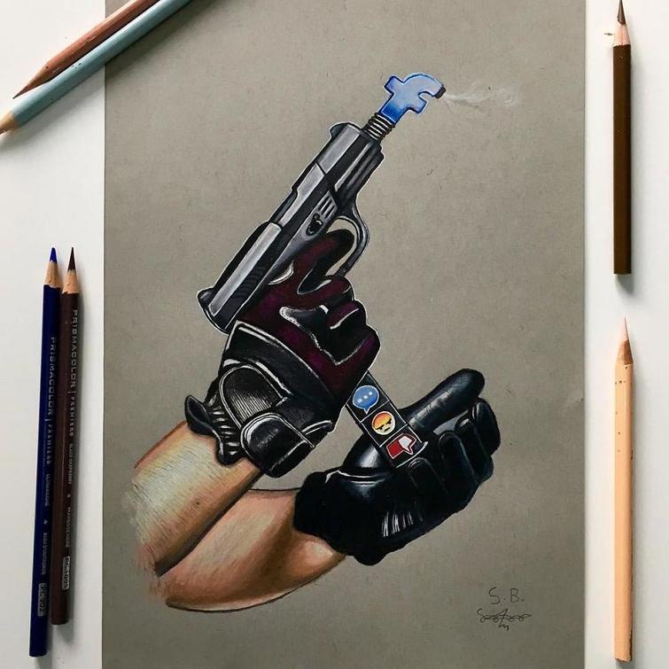 Художник критикует современное общество и его технологии, Сэм Бейли, Sam Bailey