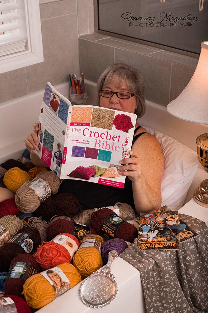  Саманта Бишоп, Samantha Bishop, фотосессия в ванне с пряжей, 