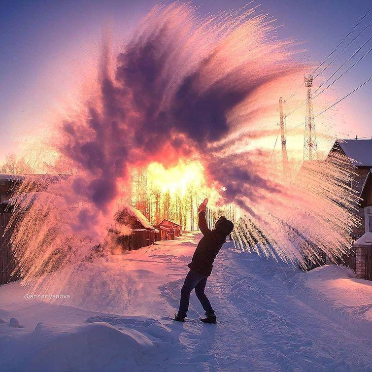 #Дубакчеллендж, русские выходят на улицу в лютый мороз делая эпичные фотографии