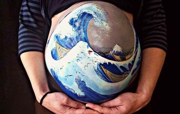 рисунки на животах, Кэрри Престон Carrie Preston, беременность живот