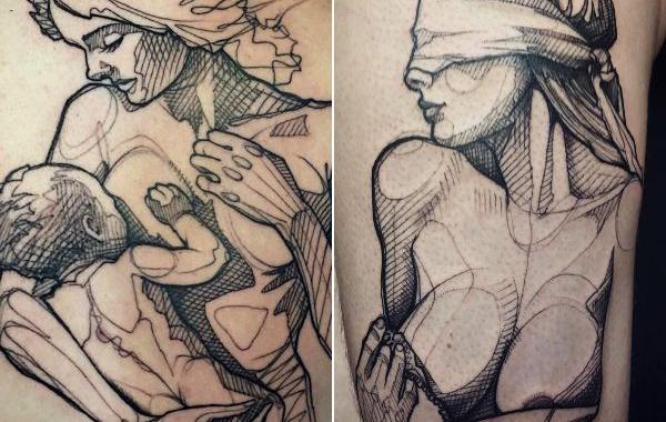 тату в виде эскизов, татуировщик Луазо, L’oiseau tattoo