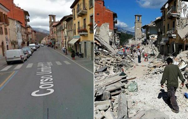 Италия до и после землетрясения, итальянские города до и после землетрясения