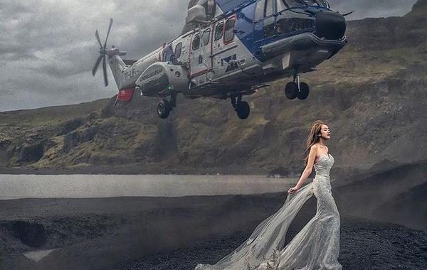 вертолет во время свадебной фотосессии, вертолёт свадебная фотосессия снёс невесту