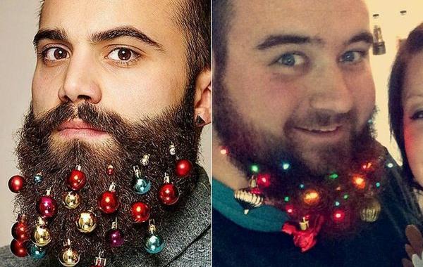 Jingles Beards, новогодние бороды, ёлочные шары в бороде, гирлянда в бороде