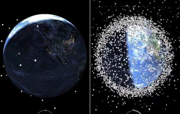 засорение орбиты космическим мусором, засорение Земли космическим мусором