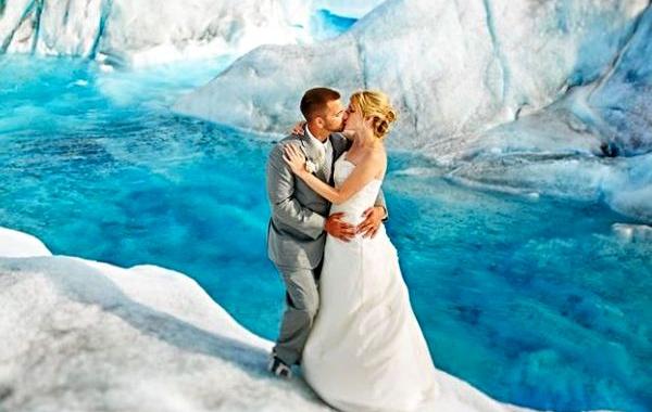 свадебная фотосессия на леднике, свадебная фотосессия бирюзовая вода, Джош Мартинес, Josh Martine