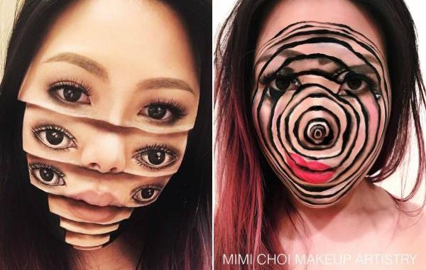 Мими Чои, Mimi Choi, галлюциногенный макияж, эксперименты с лицом