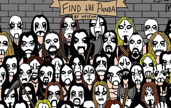 найди панду среди блэк-металлистов, панда среди блэк-металлистов, найди панду