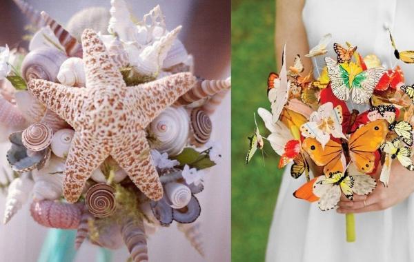 необычные удивительные букеты свадьба цветы