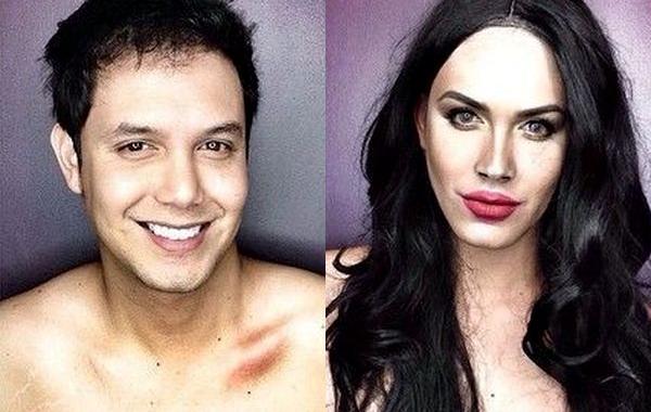 при помощи макияжа в голливудских женщин, парень макияж превращается в женщин Голливуда, Паоло Бальестерос, Paolo Ballesteros