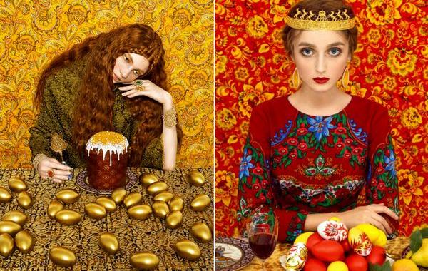 Славянский фольклор и высокая мода, гламурная пасха, Андрей Яковлев и Лили Алеева