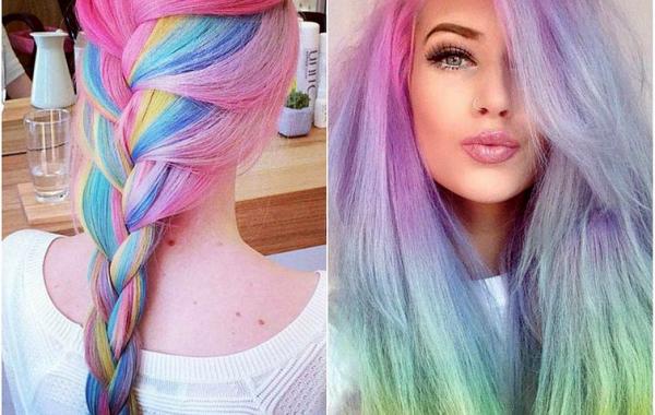 rainbow hair, радужные волосы, пастельный цвет волос, радуга в волосах