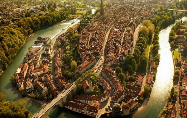 Фото городов с высоты птичьего полета, Берн, Швейцария