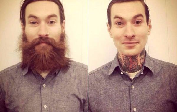 мужчины сбрили бороды, мужчины до и после сбривания бороды
