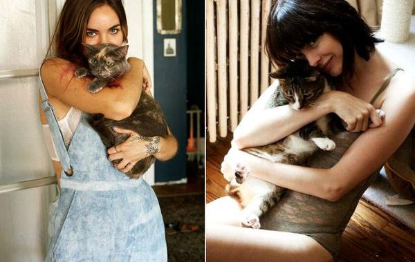 Брайан Виллс, Brianne Wills, девушки со своими котами, девушки с кошками которых они приютили
