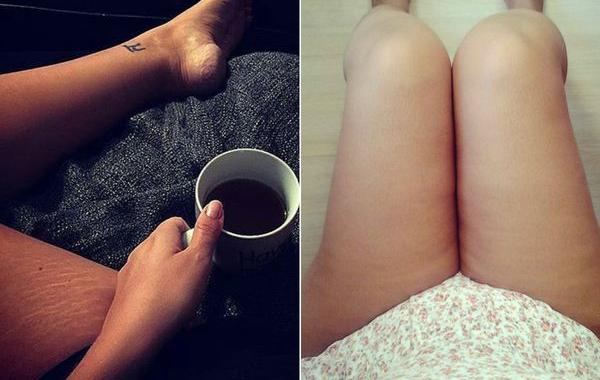 девушки показывают свои растяжки и целлюлит, #ThighReading