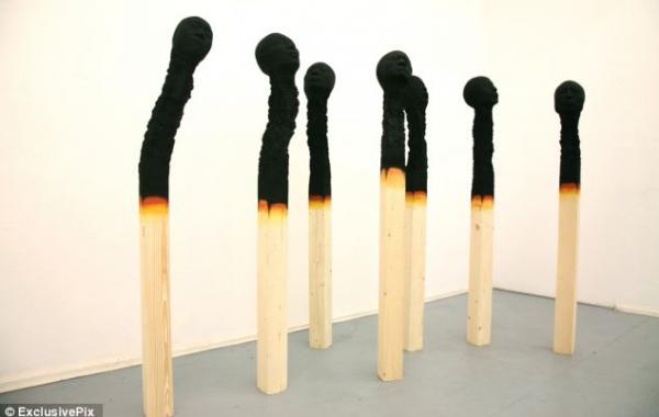 Спички с лицами, скульптуры, Matchstick Men