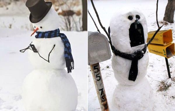 творческие снеговики, креативные снеговики