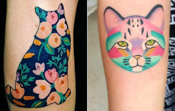 тату с кjшками, кошачьи тату, tattoo with cat