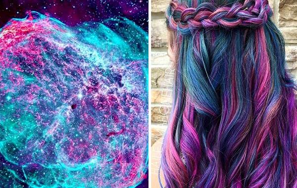 Galaxy hair, космические волосы, галактический цвет волос