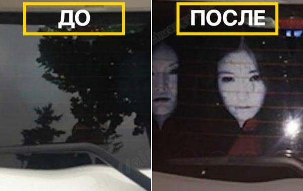Светоотражающие наклейки на задние стёкла, наклейки видно если подъехать впритык, пугающие наклейки на задние стёкла