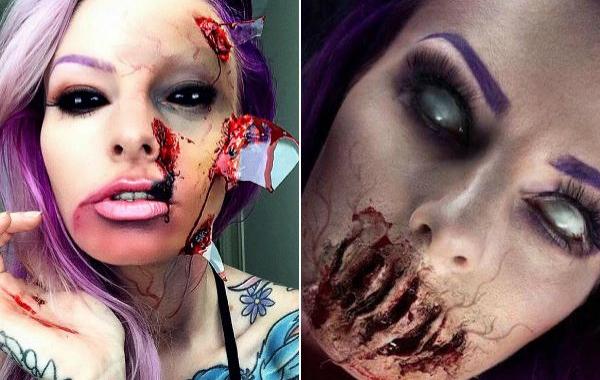 жуткий макияж, макияж для хэллоуина, Сара Мадл, Sarah Mudle
