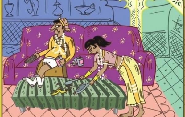 Иронические картины и позы камасутры семейной жизни