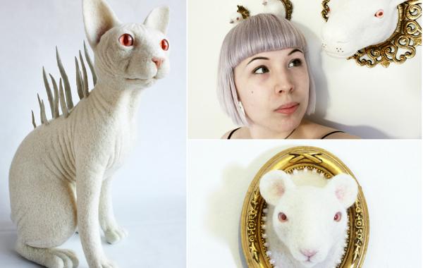 скульптуры из фетра, войлочные скульптуры охотничьи трофеи, Зои Уильямс Zoe Williams 