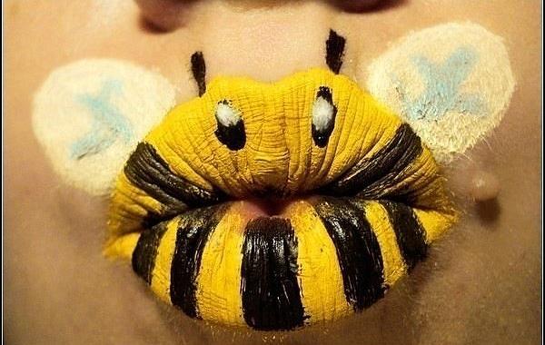 раскрашенные губы, животные, звери