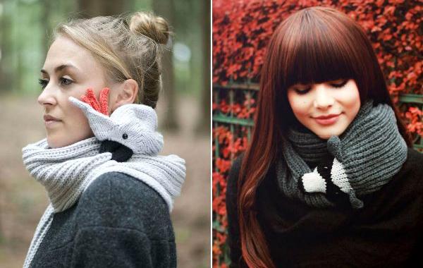 шарфы в виде животных, шарфы кусают сами себя