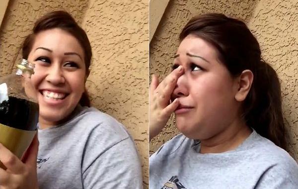 девушка впервые попробовала Pepsi, девушка впервые попробовала пепси, девушка попробовала пепси и расплакалась