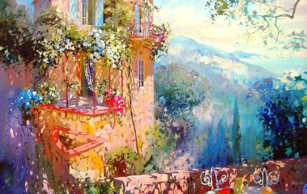 Лоран Парселье Laurent Parcelier акварель лучистые картины солнце