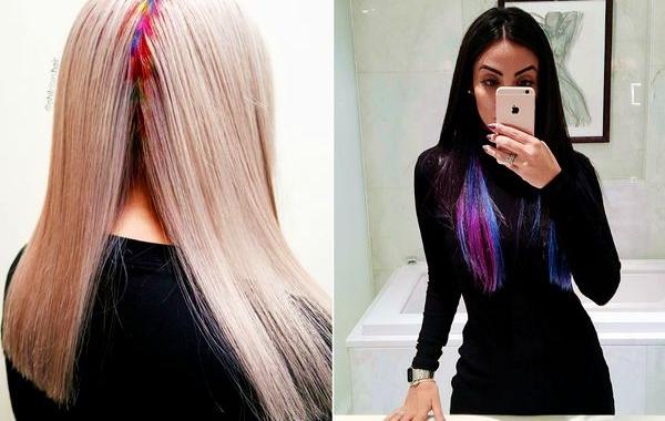 Частично окрашенные волосы, несколько цветов на голове