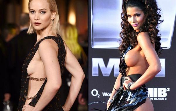 звёзды в откровенных платьях, side boob