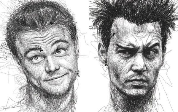 Винс Лоу, Vince Low Faces, расписывает ручку портреты знаменитостей 