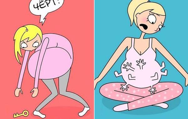 беременность она такая,  комиксы про проблемы беременных, Лайн Северинсен 