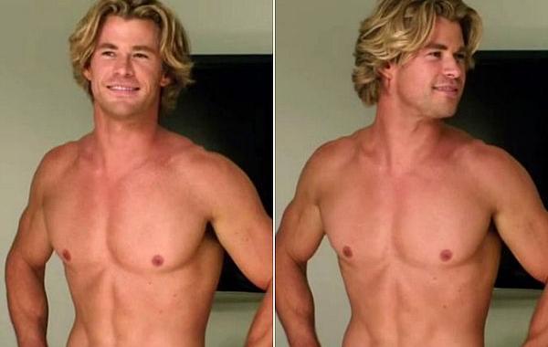 Крис Хемсворт фильм Каникулв, Крис Хемсворт трейлер Каникулы, причиндалы Криса Хемсворта