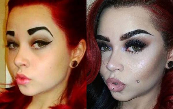 девушки до и после макияжа, девушки улучившие свой макияж