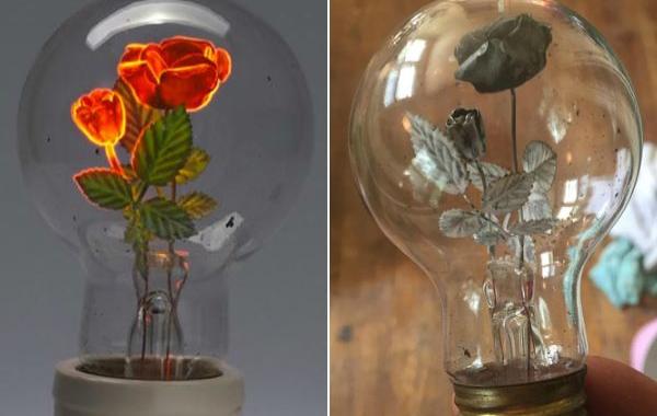 лампочки Aerolux, лампочки со светящимися цветами, лампочки с фигурками вместо спиралей накаливания