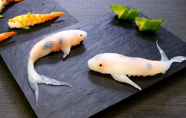 суши в виде карпов, суши в виде карпов кои, Nishikizushi, кои образные суши