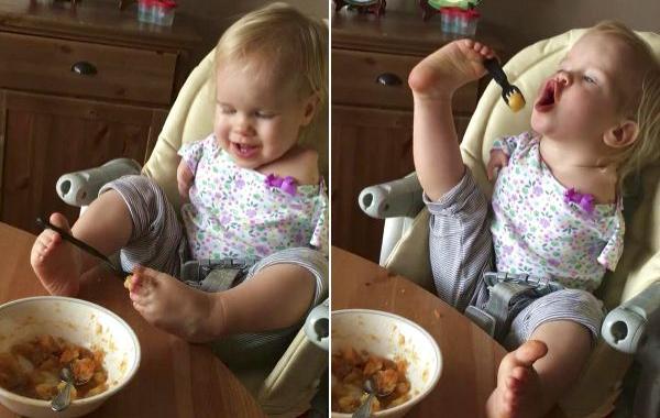 Василина Кнутсен, Эльмира Кнутсен, девочка без рук ест ногами