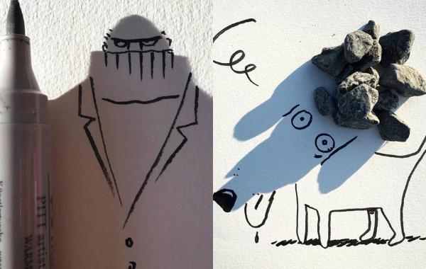 Тенелогия, Shadowology, Винсент Баль, Vincent Bal, забавные рисунки на тенях предметов