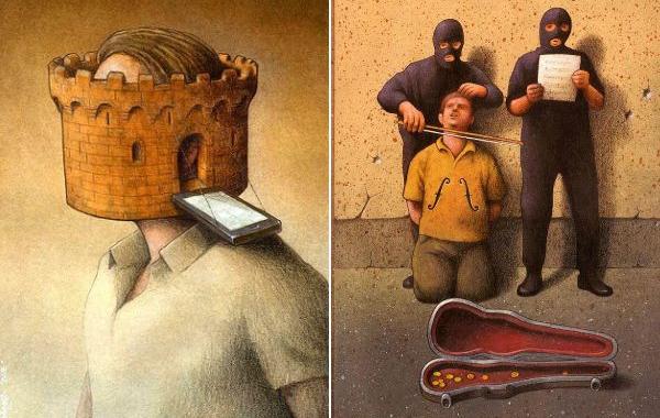 Павел Кучински, Pawel Kuczynski, остросоциальные иллюстрации, сатирические иллюстрации