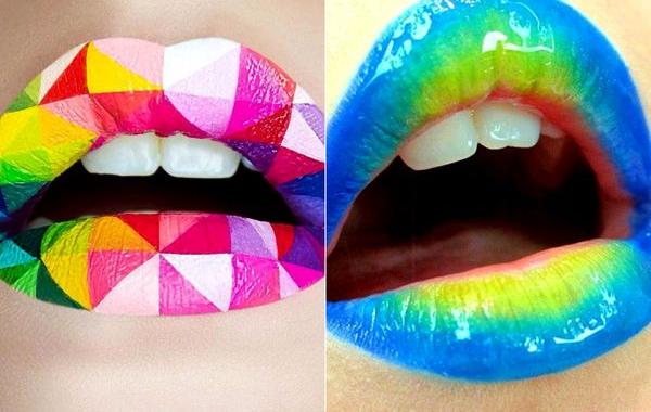 сочный макияж губ, лип арт, яркий макияж губ, оригинальный макияж губ