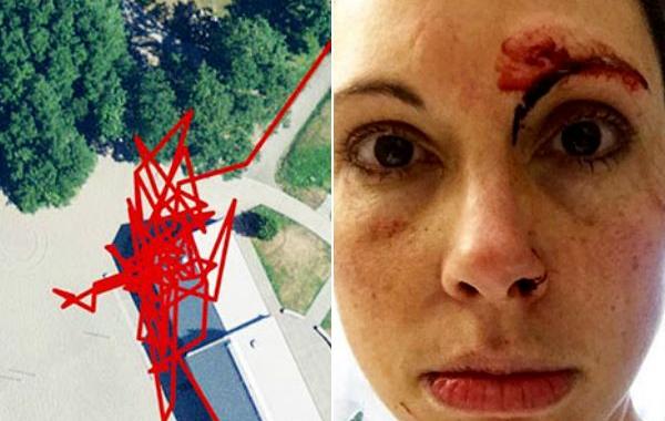 фитнес-трекер бегуньи после битвы, на бегунью напал насильник, насильник в туалете, Келли Херрон, Kelly Herron