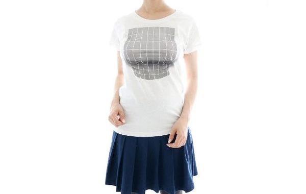 футболка с оптической иллюзией, футболка вид большой груди, футболка с большой грудью