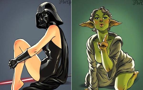 Персонажи Звёздных войн в пинап-образах, Звёздные войны пинап, Андрей тарусов Звёздные войны