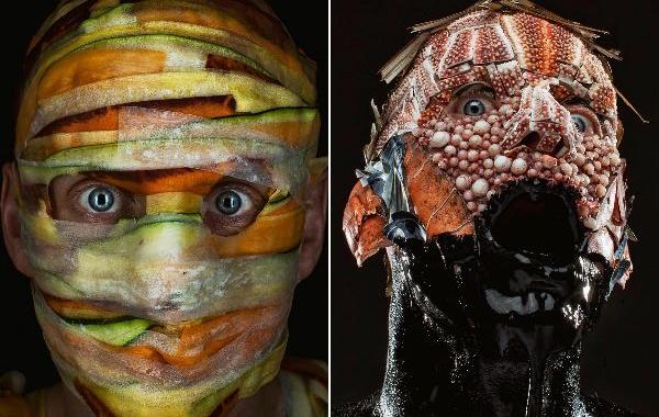 фотопроект Меню, ингредиенты блюд на лице, Роберт Харрисон, Robert Harrison, еда на лице